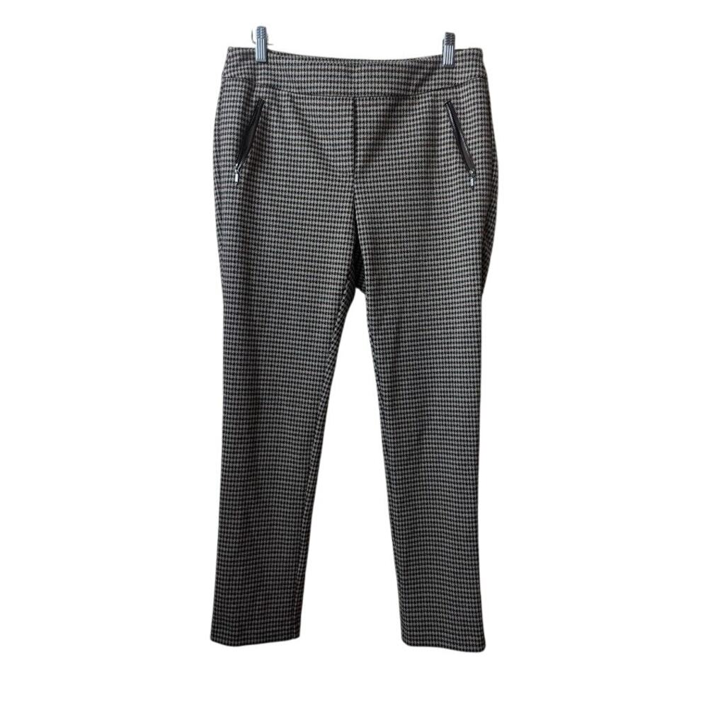J. McLaughlin Pull on Ankle Pants Herringbone Plaid Brown Womens Size 8